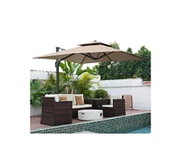 Casainc 11 Ft Square Cantilever Umbrella for Outdoor Patio, Gray