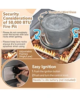 Inolait 28 Inch 50000 Btu Patio Square Propane Fire Pit with Pvc Cover-Gray