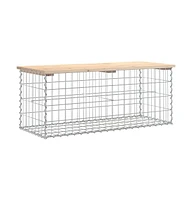 vidaXL Patio Bench Gabion Design 40.6"x17.3"x16.5" Solid Wood Pine