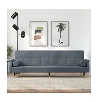 vidaXL Sofa Bed with Cushions Dark Gray Velvet