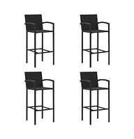 vidaXL Bar Stools 4 pcs Black Poly Rattan