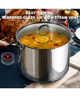 Cook N Home 20 Quart Professional Stainless Steel Stock Pot with Stay-Cool Handles, silver