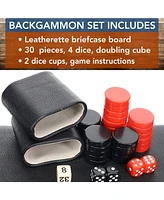 We Games Elegant Leatherette Backgammon Set - 18 x 11 in. closed