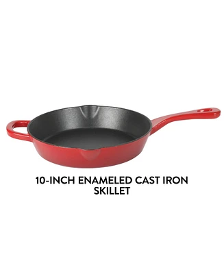Crock-Pot 10 Inch Enamel Cast Iron Skillet - Gradient Red