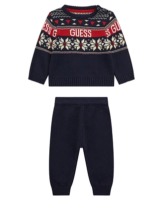 Guess Baby Boy Long Sleeve Sweater and Pant Set