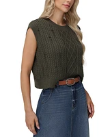 Frye Women's Cotton Sleeveless Distressed Crewneck Sweater