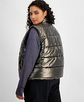 Id Ideology Plus Foil Puffer Vest, Created for Macy's