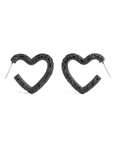 Coach Faux Stone Pave Heart Hoop Earrings