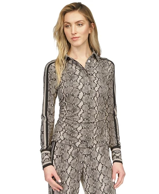 Michael Kors Women's Snake-Print Button Front Top