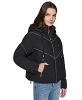 Karl Lagerfeld Paris Women's Rhinetone-Trim Hooded Puffer Jacket