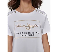 Karl Lagerfeld Paris Women's Embellished Graphic T-Shirt