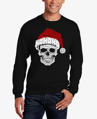 La Pop Art Men's Santa Skull Word Crewneck Sweatshirt