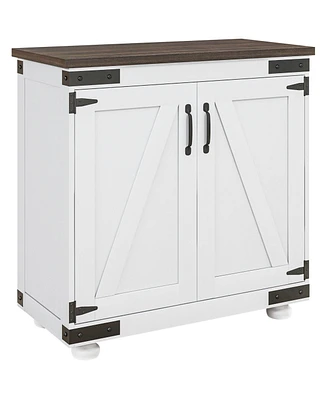 Homcom Sideboard, Buffet with Barn Door and Adjustable Shelf,