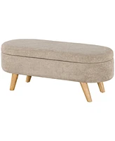 Homcom Storage Ottoman Bench, 43.3" Upholstered End of Bed Bench, Beige