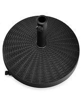 Givimo 50 Lbs Patio Wicker Style Resin Umbrella Base Stand Heavy Duty with Wheels