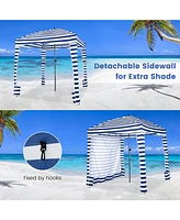 Givimo 6 x 6 Feet Foldable Beach Cabana Tent with Carrying Bag and Detachable Sidewall