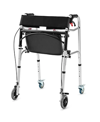 Givimo Height Adjustable Aluminum Walker with Rolling Wheels and Brakes