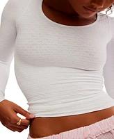 Free People Women's Love Letter Textured Long-Sleeve Top
