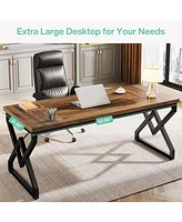 Tribesigns Executive Desk, Office Desk with Extra Thickened Wooden Tabletop and Metal Frame, Large 63 Inches Computer Desk Writing Table Study Desk fo