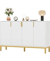 Tribesigns Modern Storage Cabinet, 59 Inch Console Cabinet Sideboard Buffet Cabinet with 4 Doors & Gold Metal Base, Entryway Cupboard Furniture for Li