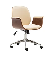 vidaXL Office Chair Cream Bent Wood and Faux Leather