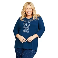 Avenue Plus 3/4 Sleeve Dream Big Sleep Top