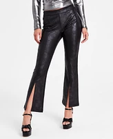 Bar Iii Women's High-Rise Pull-On Slit-Leg Pants, Created for Macy's