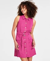 Bar Iii Women's Belted Button-Front Utility Mini Dress, Created for Macy's