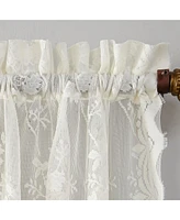 No.918 Alison Floral Lace 58" x 38" Rod-Pocket Kitchen Curtain Swag Pair