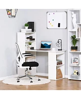 Streamdale Furniture White 47" Home Office Desk with 6-Tier Bookshelf