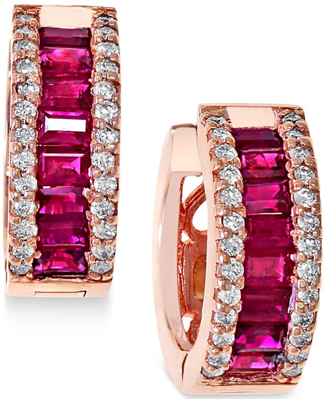 Effy Ruby (1-1/2 ct. t.w.) and Diamond (3/8 Earrings 14k Rose Gold (Also available Sapphire)