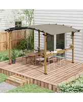 Outsunny 12' x 10' Outdoor Pergola Canopy with Bar Counter, Aluminum Frame