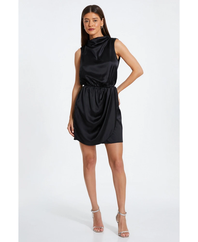 Quiz Women's Sleeveless Ruched Satin Mini Dress