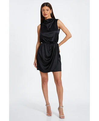 Quiz Women's Sleeveless Ruched Satin Mini Dress