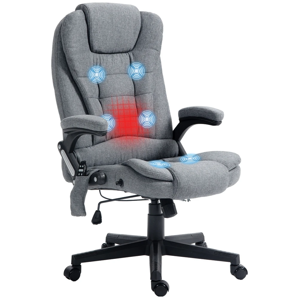 Simplie Fun 6 Point Vibrating Massage Office Chair with Lumbar Heat Gray