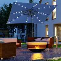 Streamdale Furniture Solar Patio Umbrella: 9' x 7' Led Lighted with Tilt & Crank