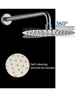 Casainc 10 Inch Wall Mounted Round Shower System Set with Handheld Spray & Tub Spout