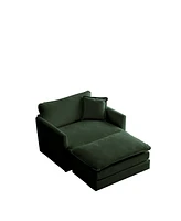 Streamdale Furniture Modern Accent Chair with Ottoman and Green Chenille