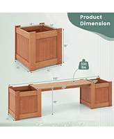 Givimo Wood Planter Box with Bench for Garden Yard Balcony