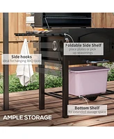 Portable Charcoal Grill with Thermometer and Wheels