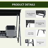 Streamdale Furniture 2-Seat Patio Swing Chair with Canopy, Table, and Bungie Suspension