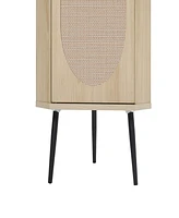 Streamdale Furniture Corner Cabinet with Rattan Door for Small Spaces