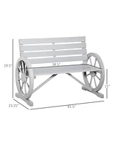 Streamdale Furniture 41" Outdoor Slatted Bench with Backrest, Light Gray