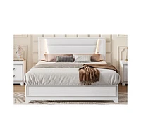 Queen Upholstered Bed with Led Lights and Sparkling Decor