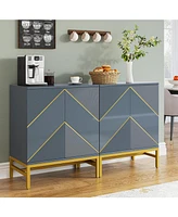 Tribesigns Buffet Cabinet Set of 2, 59” Sideboard Buffet Cabinet with Adjustable Shelves & Pop