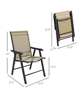 Folding Patio Sling Chairs with Armrests