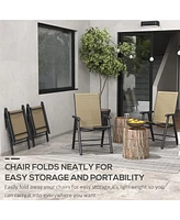 Folding Patio Sling Chairs with Armrests