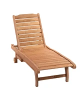 Streamdale Furniture Chaise Lounge Pool Chair with Table and Wheels