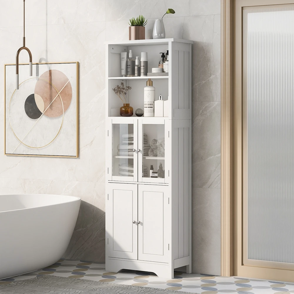 Streamdale Furniture Tall White Storage Cabinet for Various Rooms