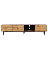 Streamdale Furniture Modern Media Console with Open Shelves, Led Light, and Drop-Down Door